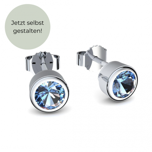 AMOONIC Ohrstecker "Whisper Love" Ohrringe mit 2  Steinen im Facettenschliff - Edelstein wählbar