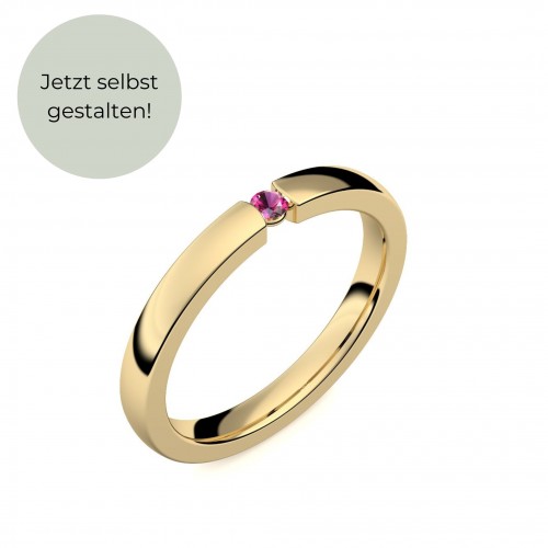AMOONIC Verlobungsring "Soul" moderner Spannring - Material & Edelstein frei wählbar 