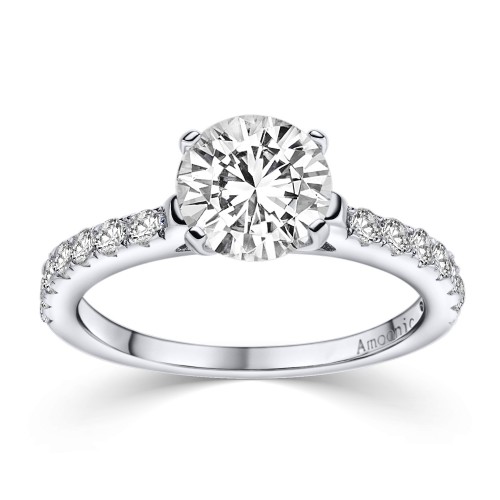 AMOONIC Verlobungsring "Starlet" extravaganter Solitärring mit 15 Zirkonia Steinen