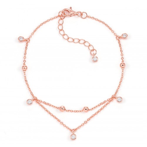 Armband Double Chain mit Zirkonia - 925 Sterlingsilber