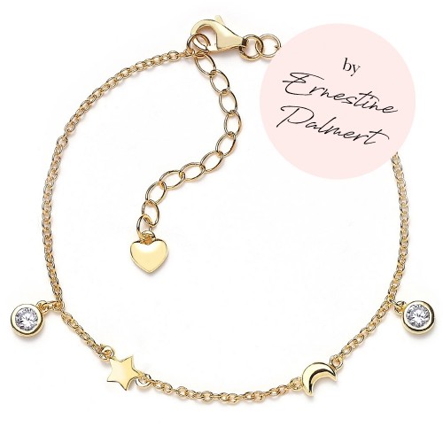 Armband Stern, Mond & Herz by Ernestine Palmert - 925 Sterlingsilber