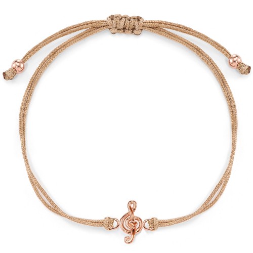 Stoffarmband Notenschlüssel - 925 Sterlingsilber