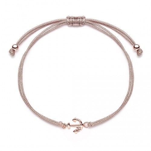 Stoffarmband Anker - 925 Sterlingsilber