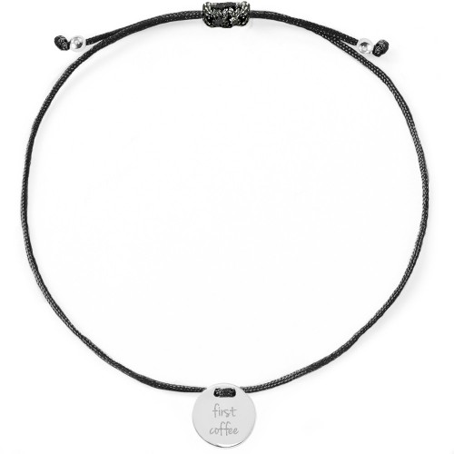 Armband "first coffee" mit Rückseitengravur - 925 Sterlingsilber