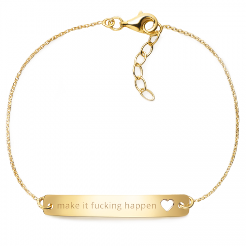 Armband "make it fucking happen" - 925 Sterlingsilber | Rückseite individuell gravierbar