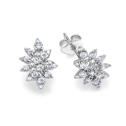 Ohrring Zirkoniablatt - 925 Sterlingsilber