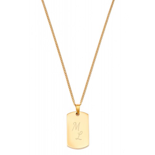 Dog-Tag Halskette Square mit Initialen 