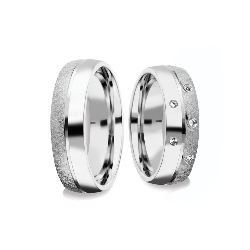 AMOONIC Eheringe "Lovestory" Paarringe (Ring-Set) mit 5 Zirkonia Steinen 