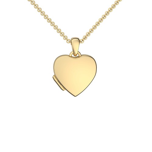 Herzkette Herz Medaillon Gelbgold vergoldet Silber 925 Kette Herzanhänger - Herz Amulett - Smooth Heart AMOONIC