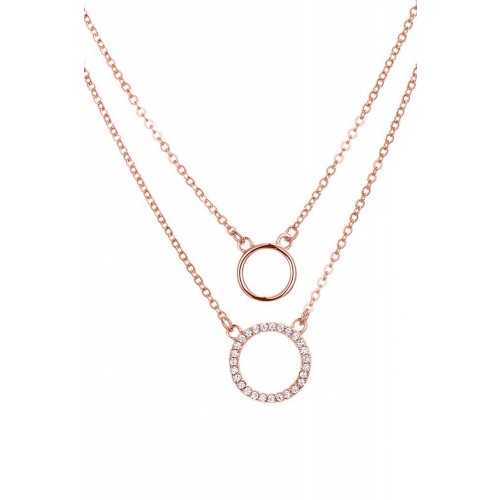 Kreis - Halskette Double Chain&Circle - 925 Sterlingsilber