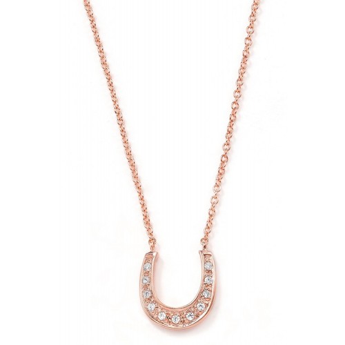 Glücksbringer-Halskette Hufeisen mit Zirkonia - 925 Sterlingsilber