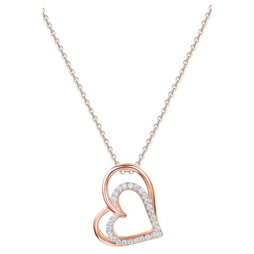 Muttertagsgeschenk - Halskette Double Heart - 925 Sterlingsilber