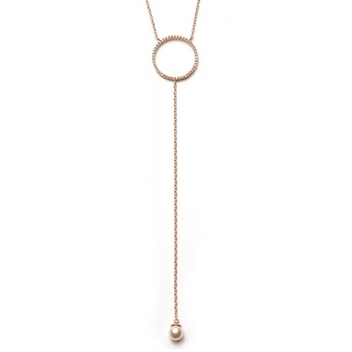 Halskette Kreis Zirkonia mit Perle
