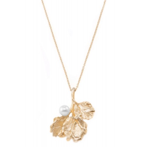 Halskette Leaf and Pearl - 925 Sterlingsilber