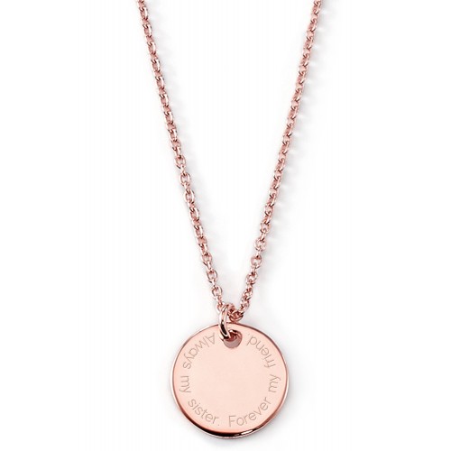Gravierbare Halskette "Always my sister. Forever my friend" mit rundem Anhänger 