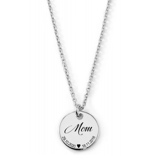 Gravierbare Halskette "Mom" mit Daten