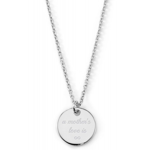 Gravierbare Halskette "A mothers love is infinite" mit rundem Anhänger