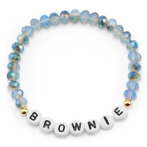 Namensarmband mit Wunschbuchstaben - Perlen "Light Blue"