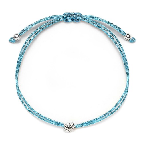 Stoffarmband Lotusblüte - 925 Sterlingsilber