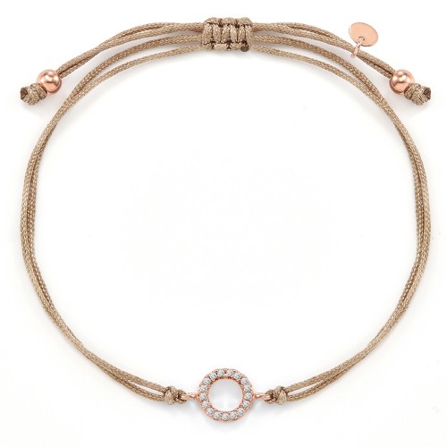 Stoffarmband Sparkling Circle mit Zirkonia - 925 Sterlingsilber