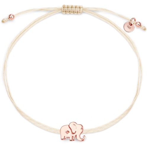 Stoffarmband Elefant - 925 Sterlingsilber