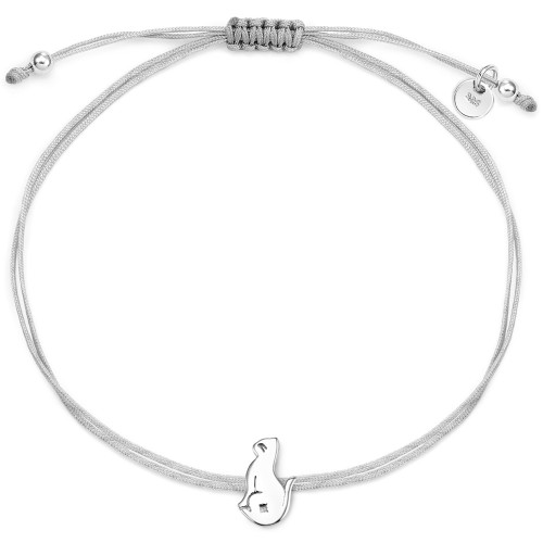 Stoffarmband Katze - 925 Sterlingsilber