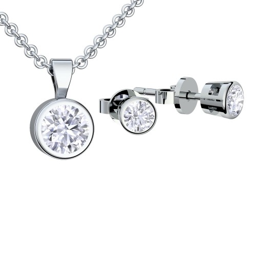 AMOONIC Schmuck-Set "Stardreams" Brautschmuck bestehend aus einer Kette und Ohrsteckern mit Zirkonia Steinen