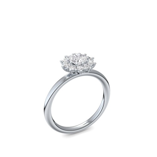 AMOONIC Verlobungsring "Flowers" außergewöhnlicher Cocktailring mit 11 funkelnden Zirkonia Steinen in Blumenform