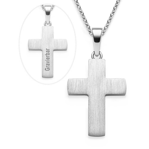 AMOONIC Kreuz Kette "Faith" schlichter gravierbarer Kreuzanhänger  - Kinder-Schmuck (individuell anpassbare Halskettenlänge)