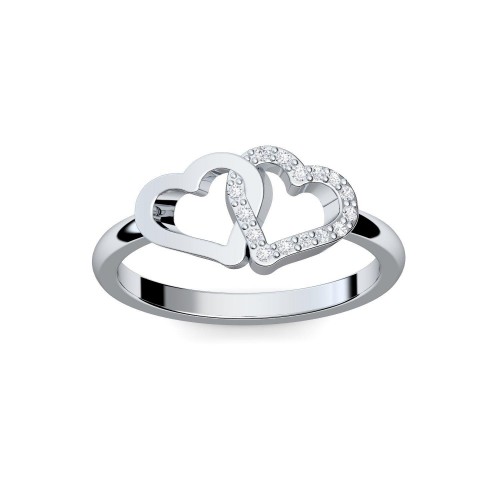 AMOONIC Verlobungsring "United Hearts" funkelnder Ring mit 13 Zirkonia Steinen
