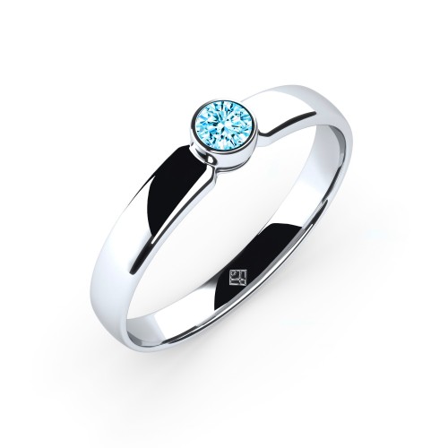 Verlobungsring "Simple Diamond" mit Swarovski® Element Aquamarin