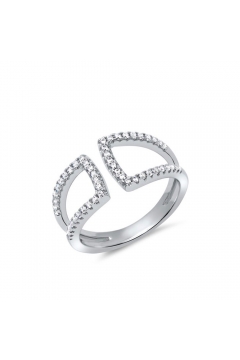 Doppelter Ring 925er Silber Zirkonia
