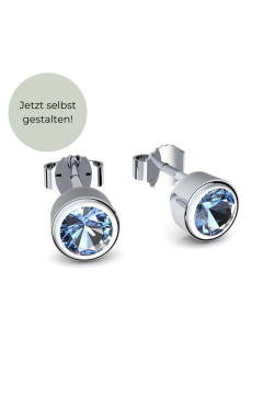 AMOONIC Ohrstecker "Whisper Love" Ohrringe mit 2  Steinen im Facettenschliff - Edelstein wählbar