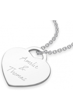 AMOONIC Herzkette "True Words" Kette mit Herz-Gravurplatte - Anhänger mit individueller Gravur