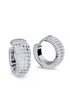 AMOONIC Creolen "Declaration of Love" Kreolen zum aufklappen mit 64 Zirkonia Steinen