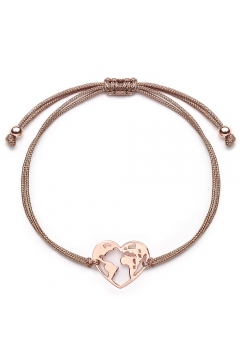 Stoffarmband Weltenherz - 925 Sterlingsilber