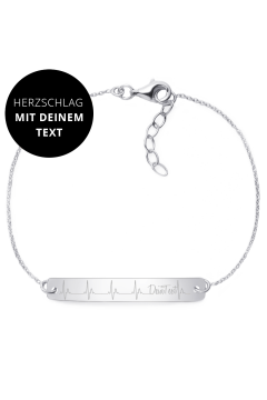 Armband Herzschlag "Mit Deinem Text" - 925 Sterlingsilber