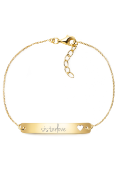 Armband mit Gravur "sisterlove" - 925 Sterlingsilber | Rückseite individuell gravierbar
