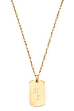 Dog-Tag Halskette Square mit Initialen 