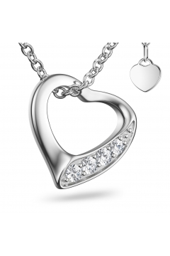 AMOONIC Herzkette "Heartbeat" Herzanhänger mit Zirkonia (individuell anpassbare Halskettenlänge)