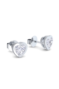 AMOONIC Ohrstecker "Bright Hearts" Herz Ohrringe mit 2 Zirkonia Steinen in Herzform