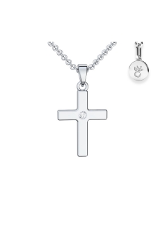 AMOONIC Kreuz Kette "Receive" Kreuzanhänger mit Zirkonia Stein - Kinder-Schmuck (individuell anpassbare Halskettenlänge)