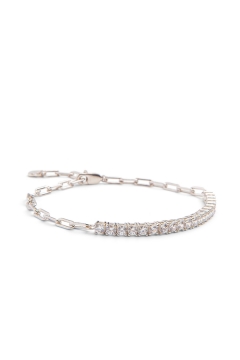 AMOONIC Armband "Mixed" mit Zirkonia Steinen & gravierbaren Herzanhänger