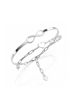 AMOONIC Infinity Armband "Only you" mit Zirkonia - gravierbares Infinity-Herz-Armband