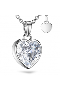 AMOONIC Herzkette "Affection" Herzanhänger mit Herz-Zirkonia (individuell anpassbare Halskettenlänge)