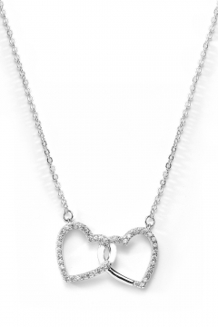 Herzkette mit Zirkonia-Doppelherz - 925 Sterlingsilber