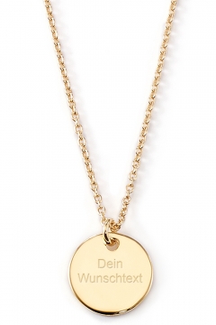 Gravierbare Halskette mit runder Platte - 14K Echtgold