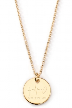Gravierbare Halskette "Faith. Hope. Love" mit rundem Anhänger