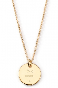 Gravierbare Halskette "Love mum x" mit rundem Anhänger 