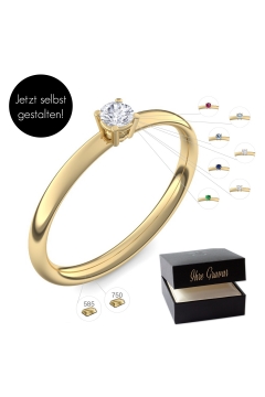 AMOONIC Verlobungsring "Concinnity" zarter Solitärring - Material & Edelstein frei wählbar